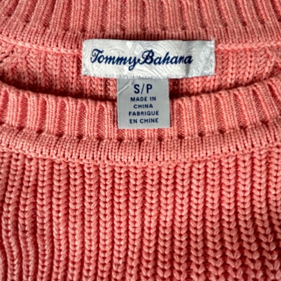 Tommy Bahama Womens Coral Pink Ribbed Breezy Palm Tree Sweater Small Coastal - Picture 3 of 8